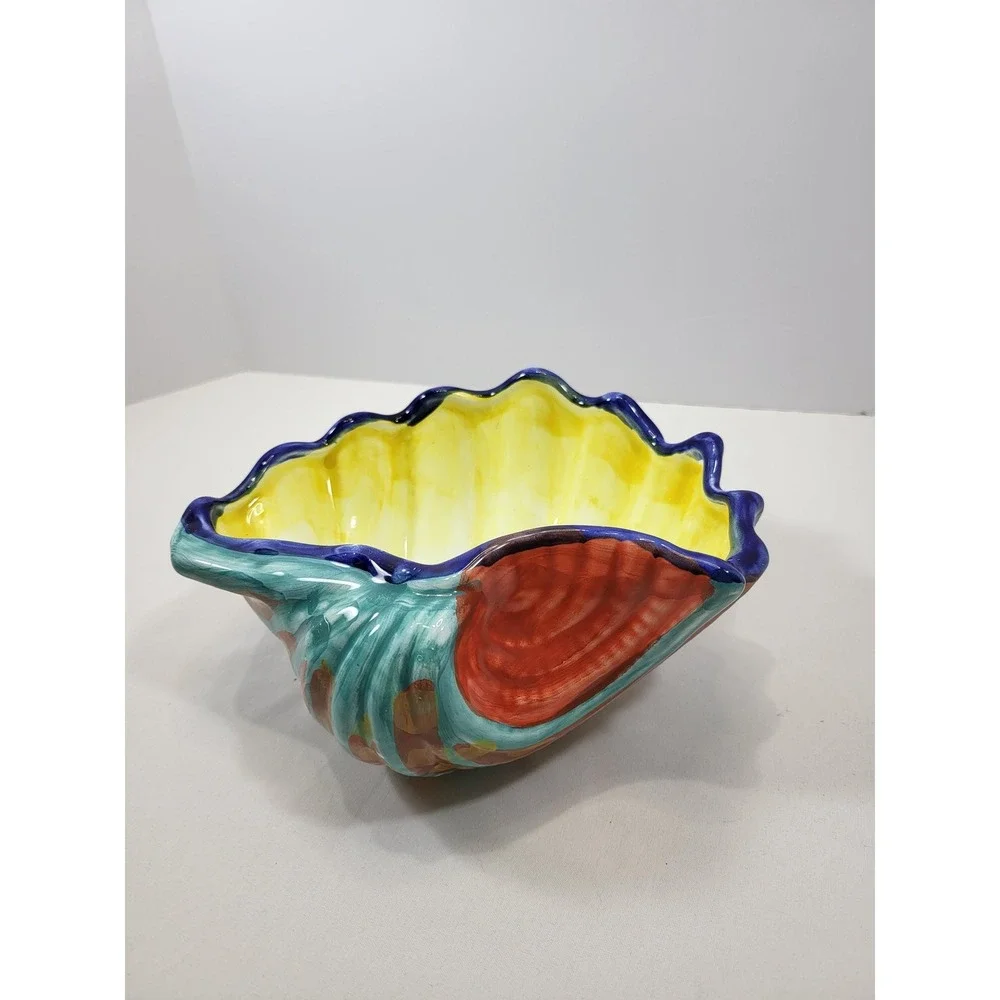 Ciao Italya Bellini Clam Shell Fish Bowl Set Hand Painted Italian Coastal Decor,